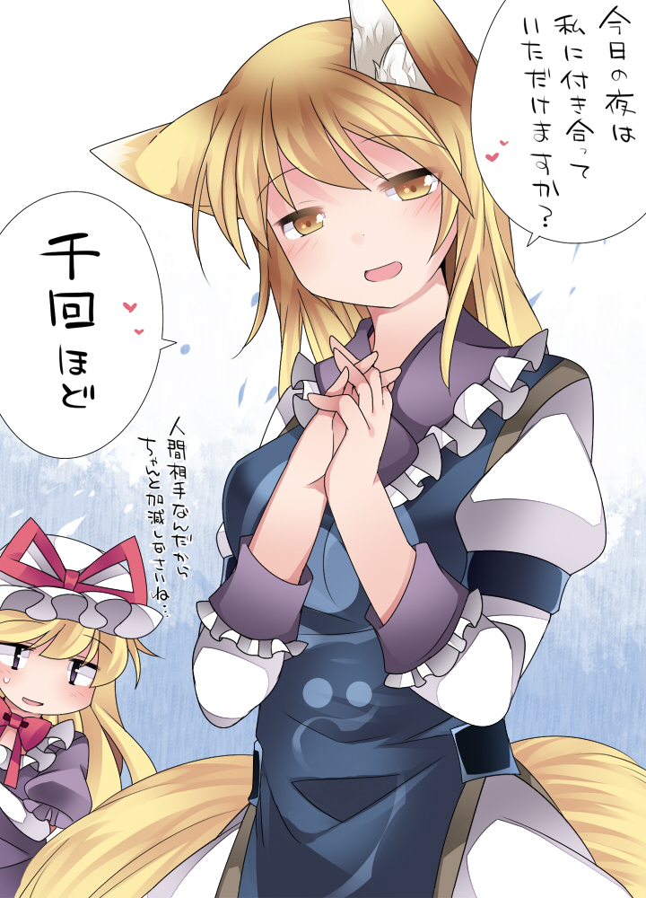 yakumo yukari and yakumo ran (touhou) drawn by hammer_(sunset_beach)