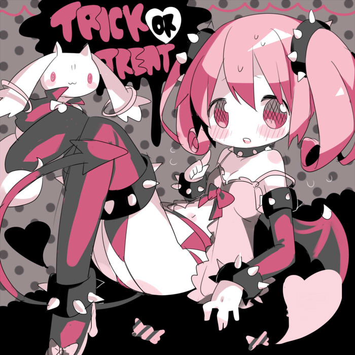 kaname madoka and kyubey (mahou shoujo madoka magica) drawn by mamimu_(ma-mi-mu.me)