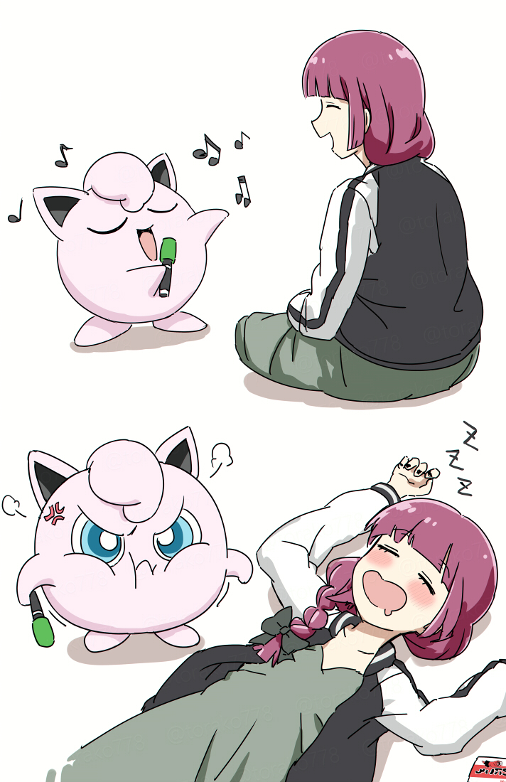hiroi kikuri and jigglypuff (pokemon and 1 more) drawn by torako_(toramaru)