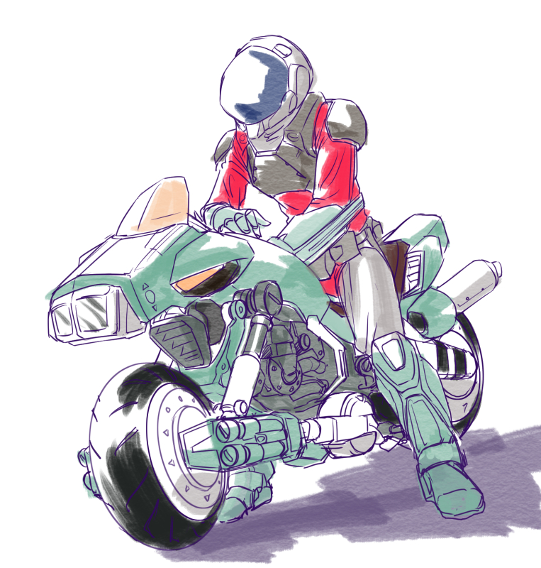mospeada, ride armor, and stick bernard (kikou souseiki mospeada and 1 more) drawn by kemi_(kemi433)