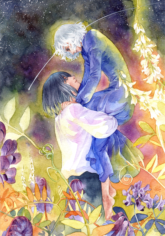 howl pendragon and sophie hatter (howl no ugoku shiro) drawn by chernotrav