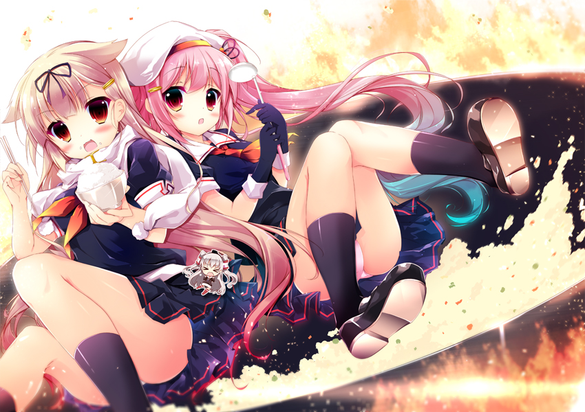 yuudachi, yuudachi kai ni, amatsukaze, and harusame (kantai collection) drawn by nanamomo_rio