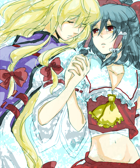 hakurei reimu and yakumo yukari (touhou) drawn by nugaa