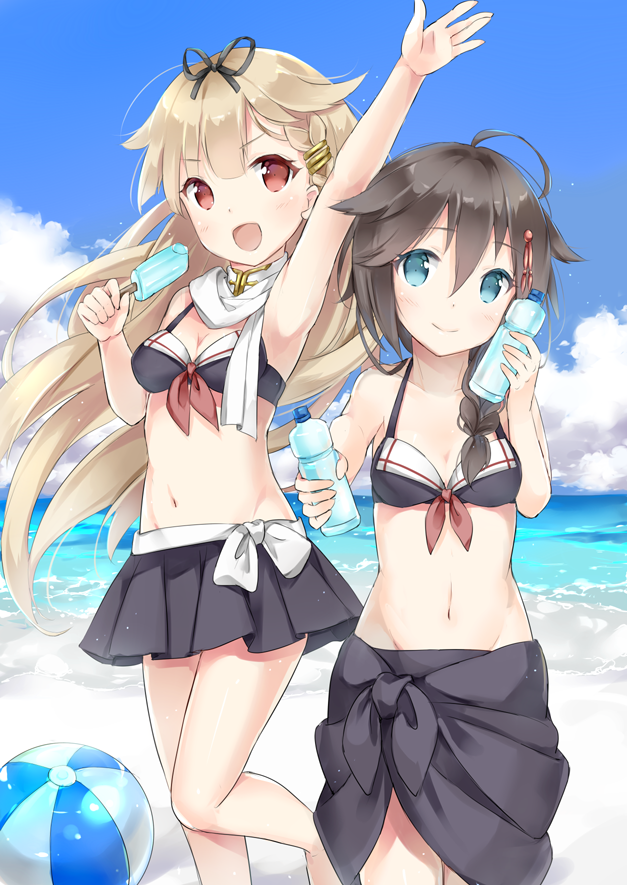 shigure, yuudachi, shigure kai ni, and yuudachi kai ni (kantai collection) drawn by wataame27