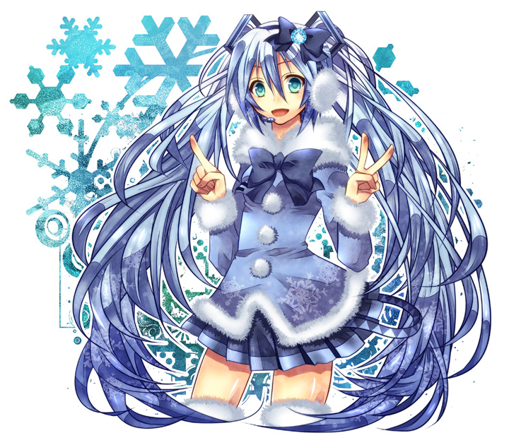 hatsune miku and yuki miku (vocaloid) drawn by shiomizu_(swat)