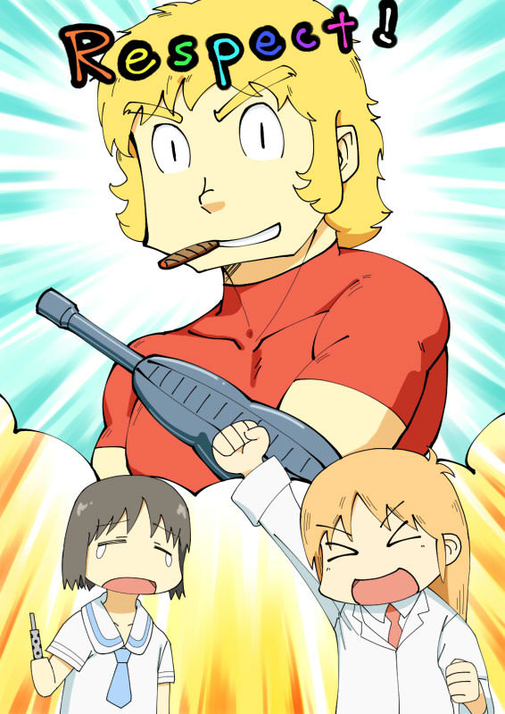 shinonome nano, professor shinonome, and cobra (nichijou and 1 more) drawn by myz_(600940)