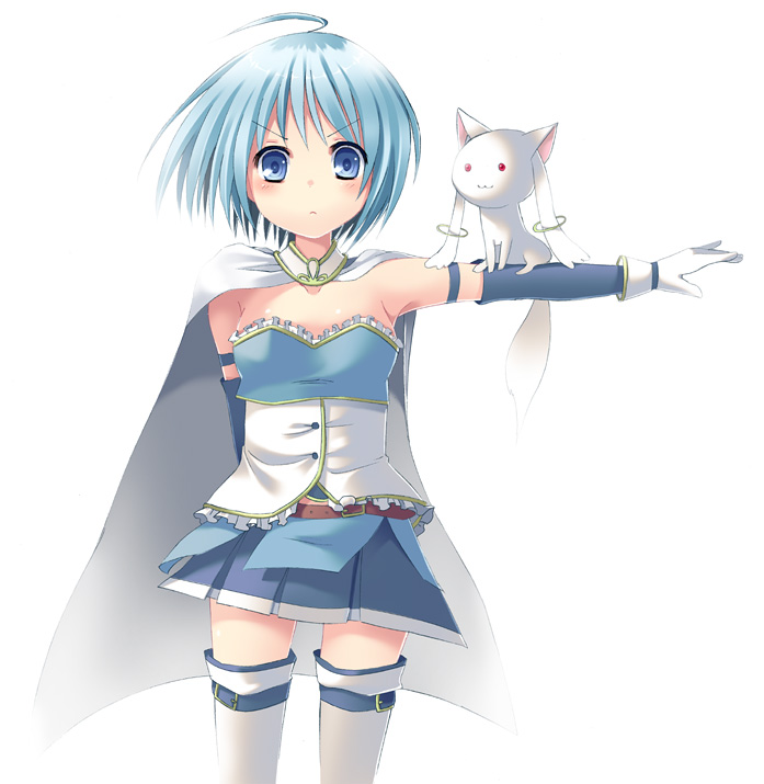 miki sayaka and kyubey (mahou shoujo madoka magica) drawn by rubi-sama
