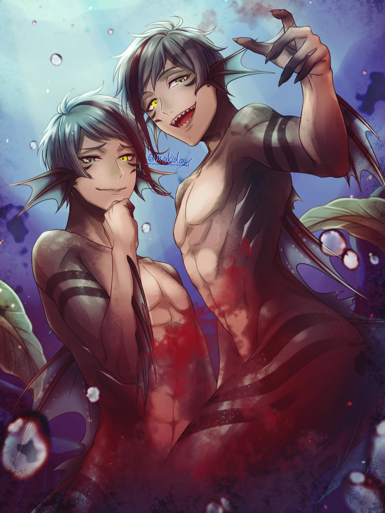 floyd leech and jade leech (twisted wonderland) drawn by m_akido