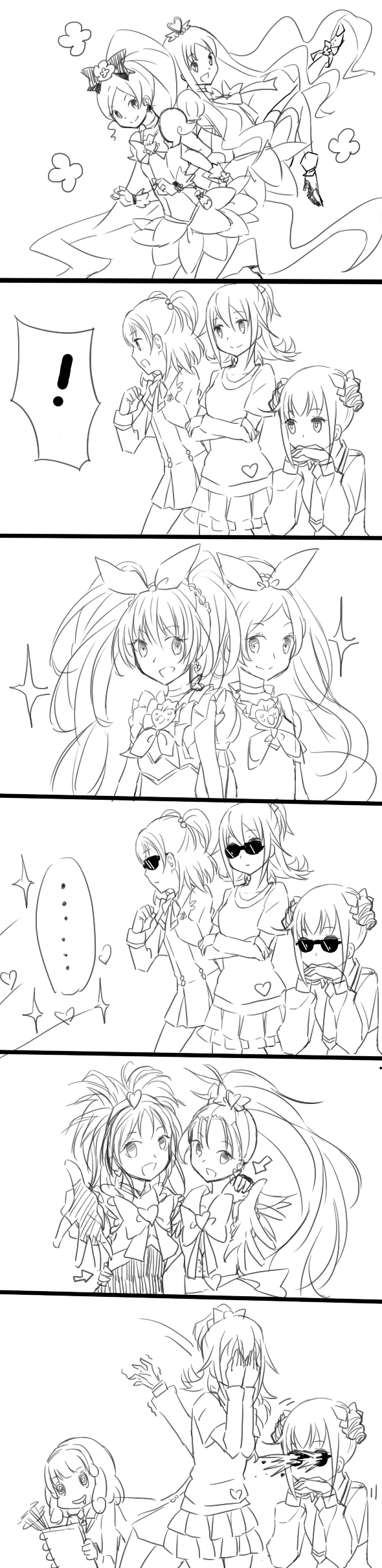 kise yayoi, houjou hibiki, kurumi erika, aida mana, hoshizora miyuki, and 11 more (precure and 6 more) drawn by buts_(11067)