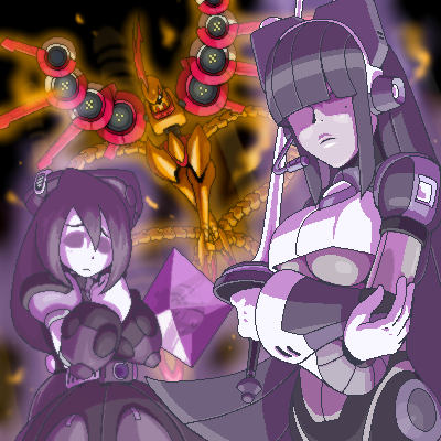 iris, layer, and phoenix magnion (mega man and 3 more) drawn by napo