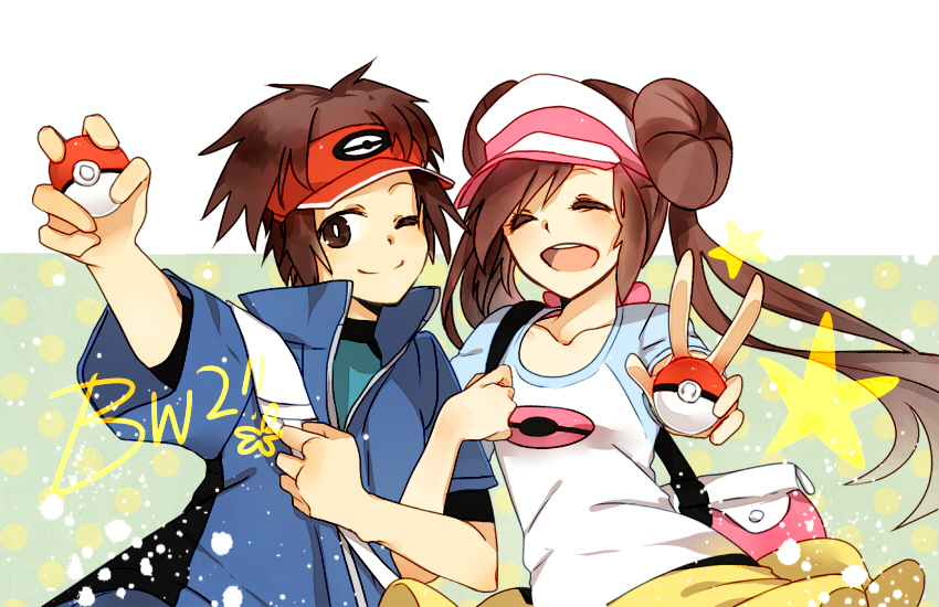 rosa and nate (pokemon and 1 more) drawn by lucarios
