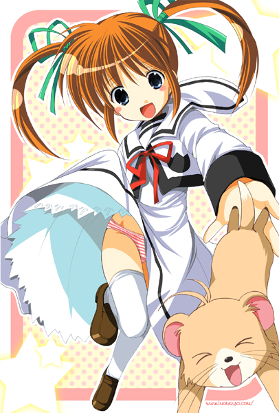 takamachi nanoha and yuuno scrya (lyrical nanoha and 1 more) drawn by azuma_yuki