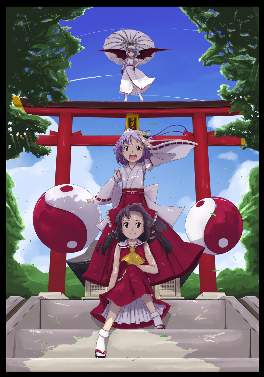 hakurei reimu, remilia scarlet, and hieda no akyuu (touhou) drawn by gustav_(telomere_na)