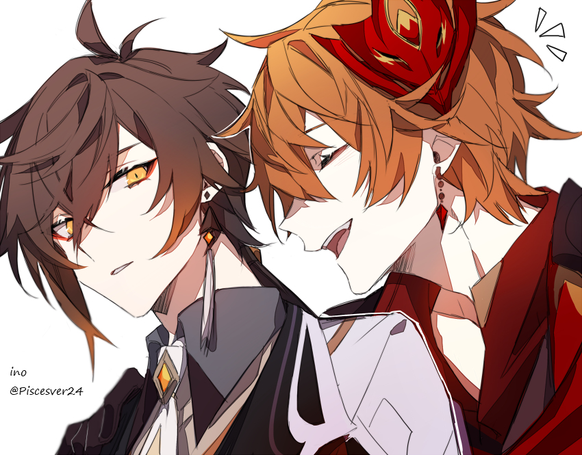 zhongli and tartaglia (genshin impact) drawn by piscesver24