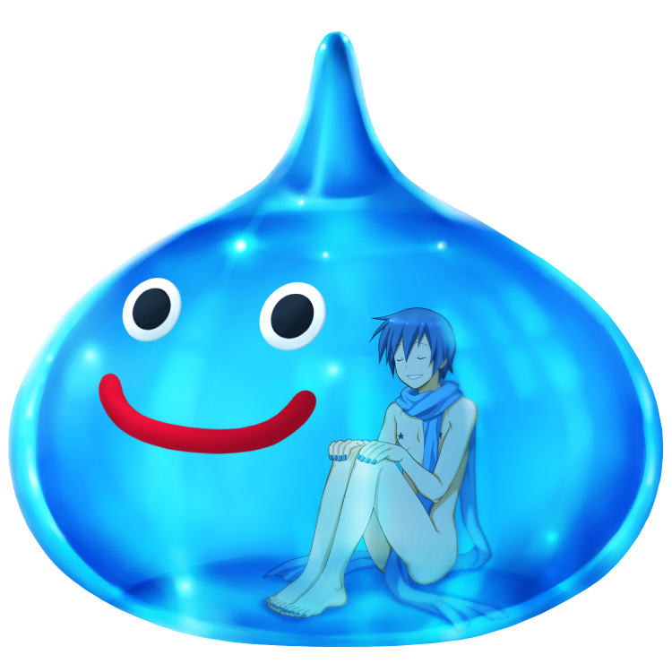 kaito and slime (vocaloid and 1 more) drawn by yuuno_(yukioka)