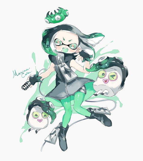 pearl and octotrooper (splatoon and 1 more) drawn by cyan_beans