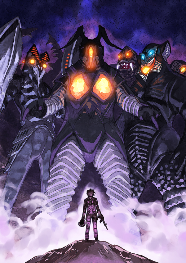 zetton, mephilas seijin, baltan seijin, red king, dada, and 1 more (ultra series and 2 more) drawn by matsuryuu