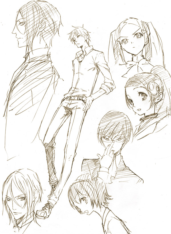 sebastian michaelis, elysia de lute ima, katsuragi keima, takahara ayumi, and aoyama mio (kami nomi zo shiru sekai and 1 more) drawn by pako_(pakosun)