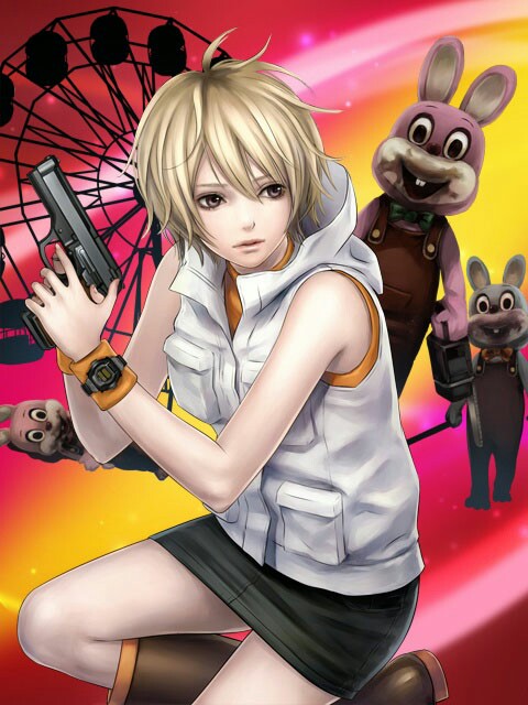 heather mason and robbie the rabbit (silent hill and 1 more)