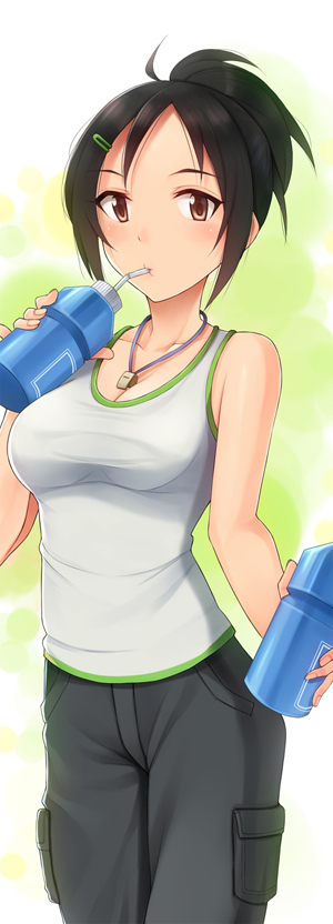 trainer and aoki rei (idolmaster and 1 more) drawn by yuki_usagi_(mofurafu)