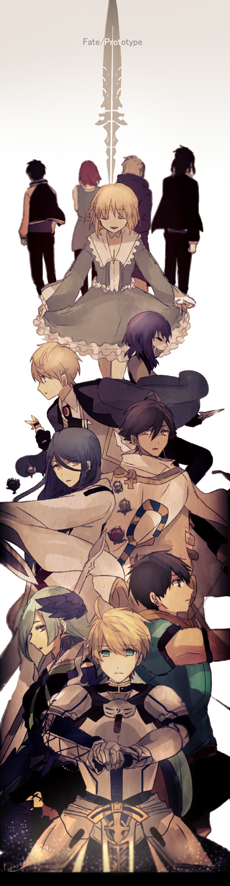 hassan of serenity, arthur pendragon, brynhild, ozymandias, arash, and 6 more (fate and 2 more) drawn by takimiho