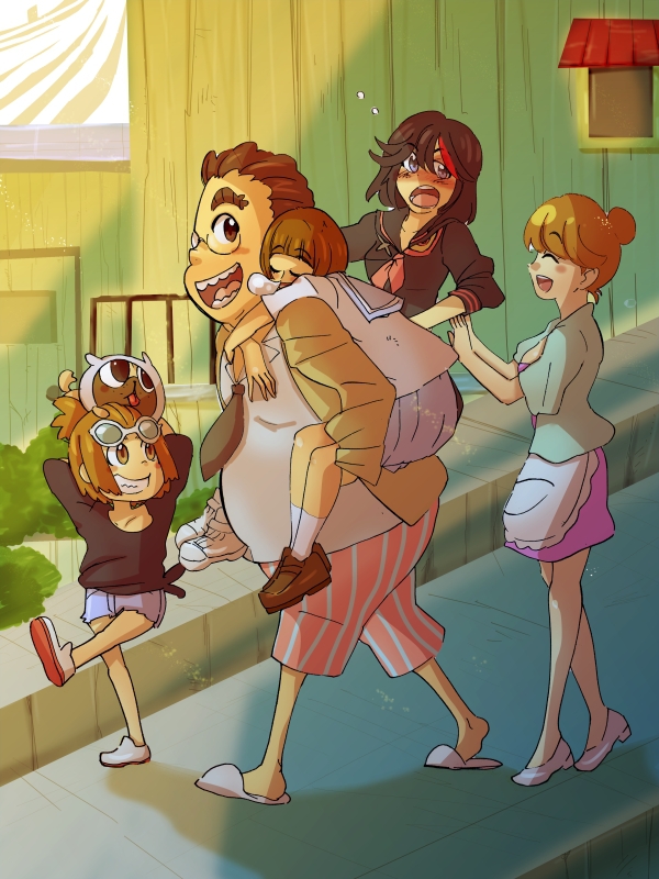 matoi ryuuko, senketsu, mankanshoku mako, guts, mankanshoku sukuyo, and 1 more (kill la kill) drawn by hachinoko_(1976422)