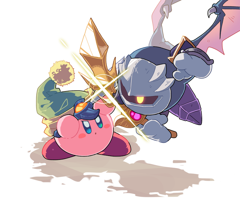 kirby, meta knight, and sword kirby (kirby) drawn by hoshikuzu_pan