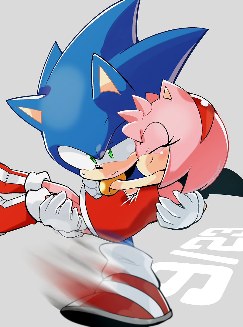 sonic the hedgehog and amy rose (sonic) drawn by posojo123