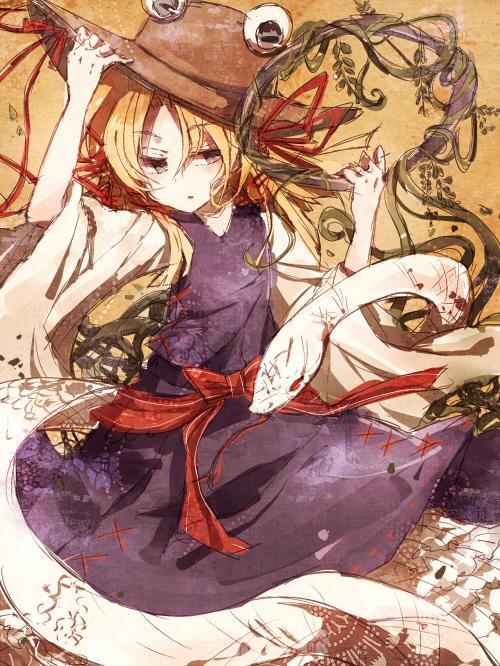 moriya suwako and mishaguji (touhou) drawn by hisona_(suaritesumi)