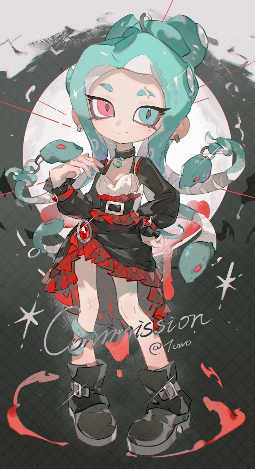 octoling player character and octoling girl (splatoon) drawn by towo_nita