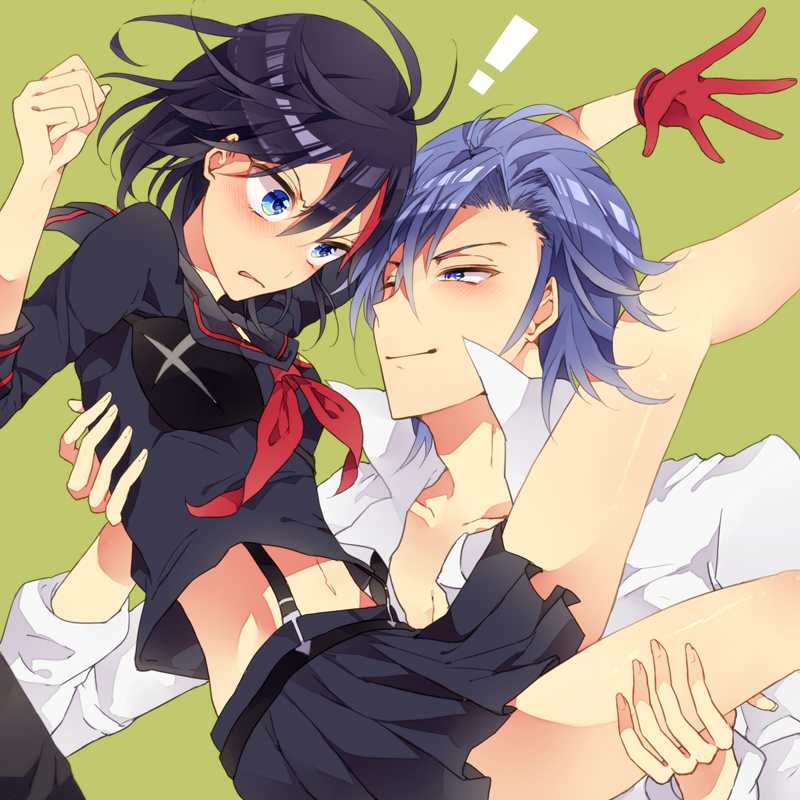 matoi ryuuko, senketsu, and mikisugi aikurou (kill la kill) drawn by tobari_(brokenxxx)