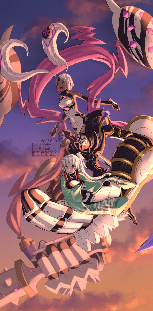 yui shousetsu and ushi gozen (fate and 1 more) drawn by titiduki_(manman-ya)
