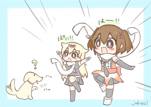 yuudachi, yuudachi kai ni, sendai, and sendai kai ni (kantai collection) drawn by jako_(jakoo21)