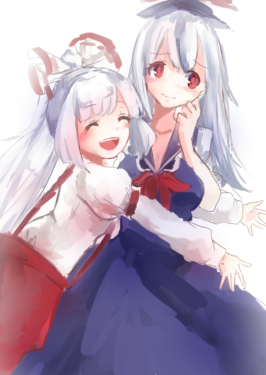 fujiwara no mokou and kamishirasawa keine (touhou) drawn by shiromoru_(yozakura_rety)
