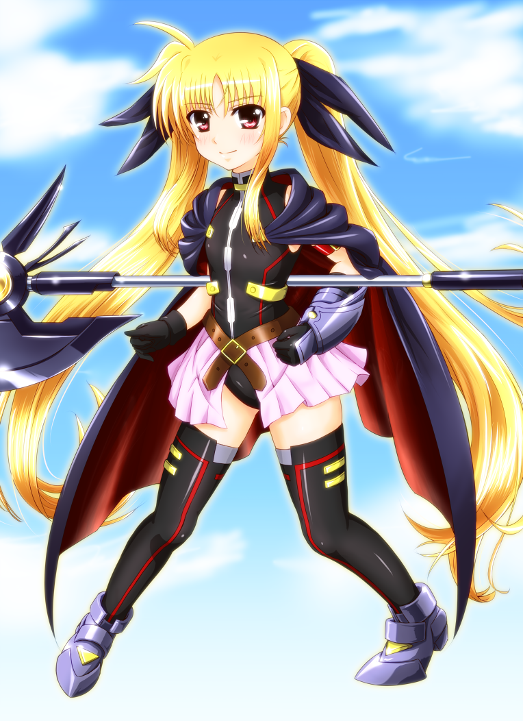 fate testarossa and bardiche (lyrical nanoha and 3 more) drawn by diesel-turbo