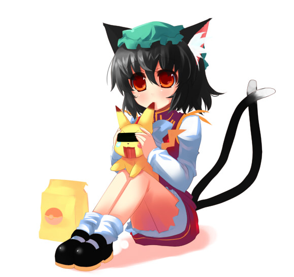 chen and pikachu (touhou and 1 more) drawn by shin_(new)