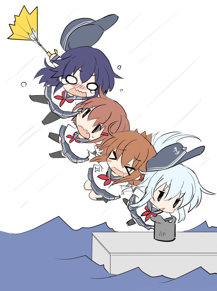 hibiki, inazuma, ikazuchi, and akatsuki (kantai collection) drawn by hizuki_yayoi
