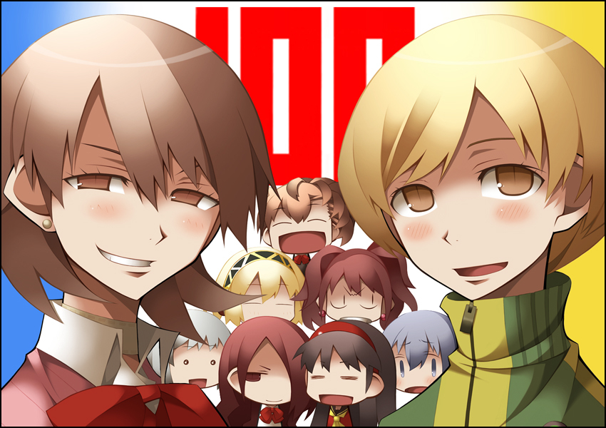 shirogane naoto, satonaka chie, aigis, kujikawa rise, shiomi kotone, and 4 more (persona and 3 more) drawn by watabow