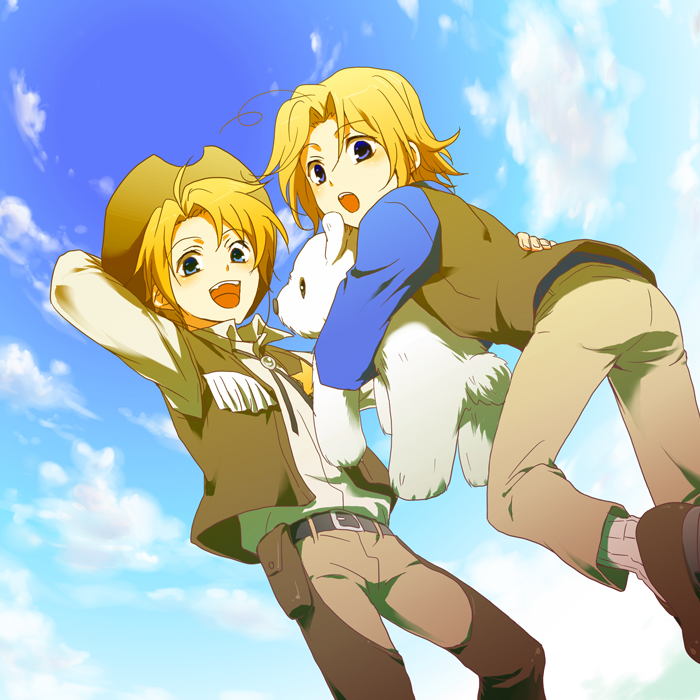 america, canada, and kumajirou (axis powers hetalia) drawn by migu