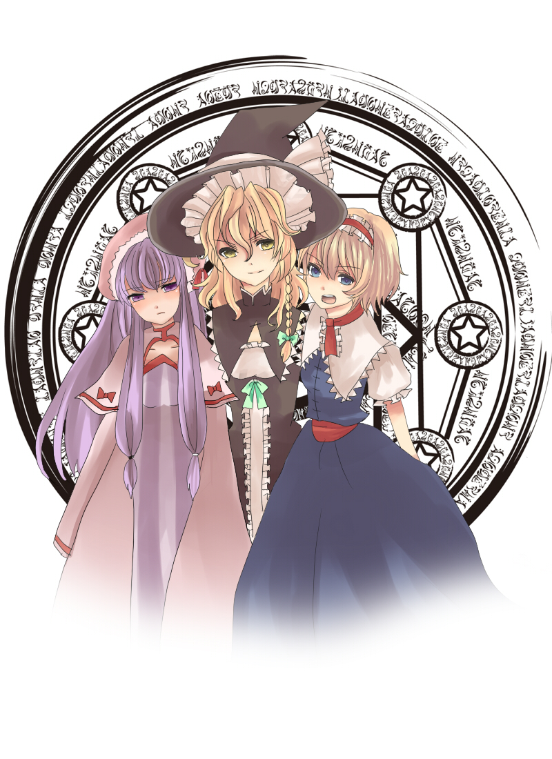 kirisame marisa, alice margatroid, and patchouli knowledge (touhou) drawn by haihai