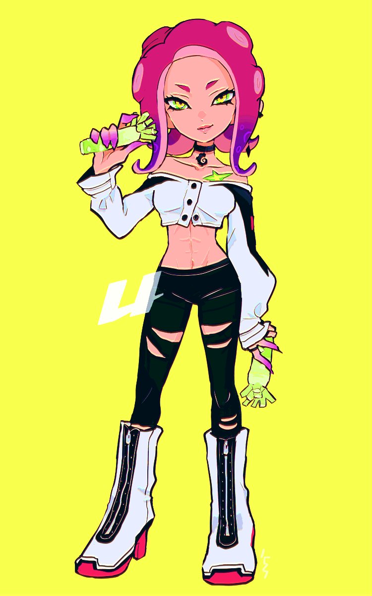 octoling player character and octoling girl (splatoon) drawn by imaikuy0