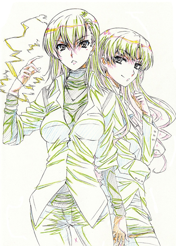 misaka mikoto and shirai kuroko (toaru majutsu no index and 1 more) drawn by isse