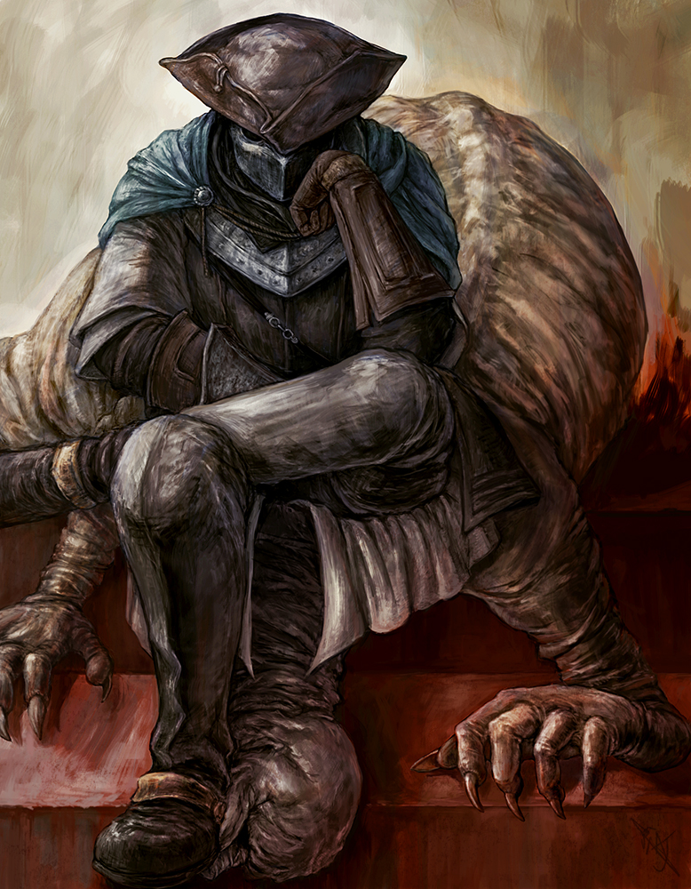 leonhard and man-grub (dark souls and 1 more) drawn by ajaco_a