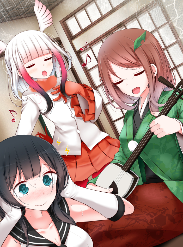 futatsuiwa mamizou, japanese crested ibis, and agano (touhou and 2 more) drawn by oouso