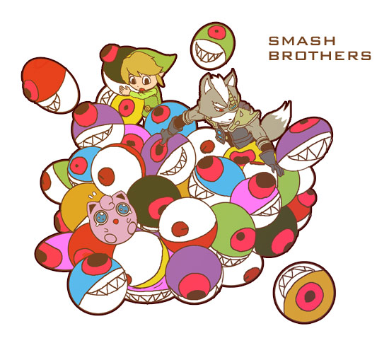 link, jigglypuff, wolf o'donnell, and bytan (pokemon and 3 more) drawn by oyu_(mikazuki)
