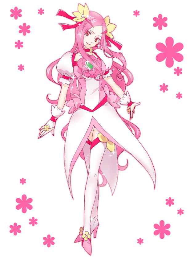 hanasaki kaoruko and cure flower (precure and 1 more) drawn by chimu_(chimoon)
