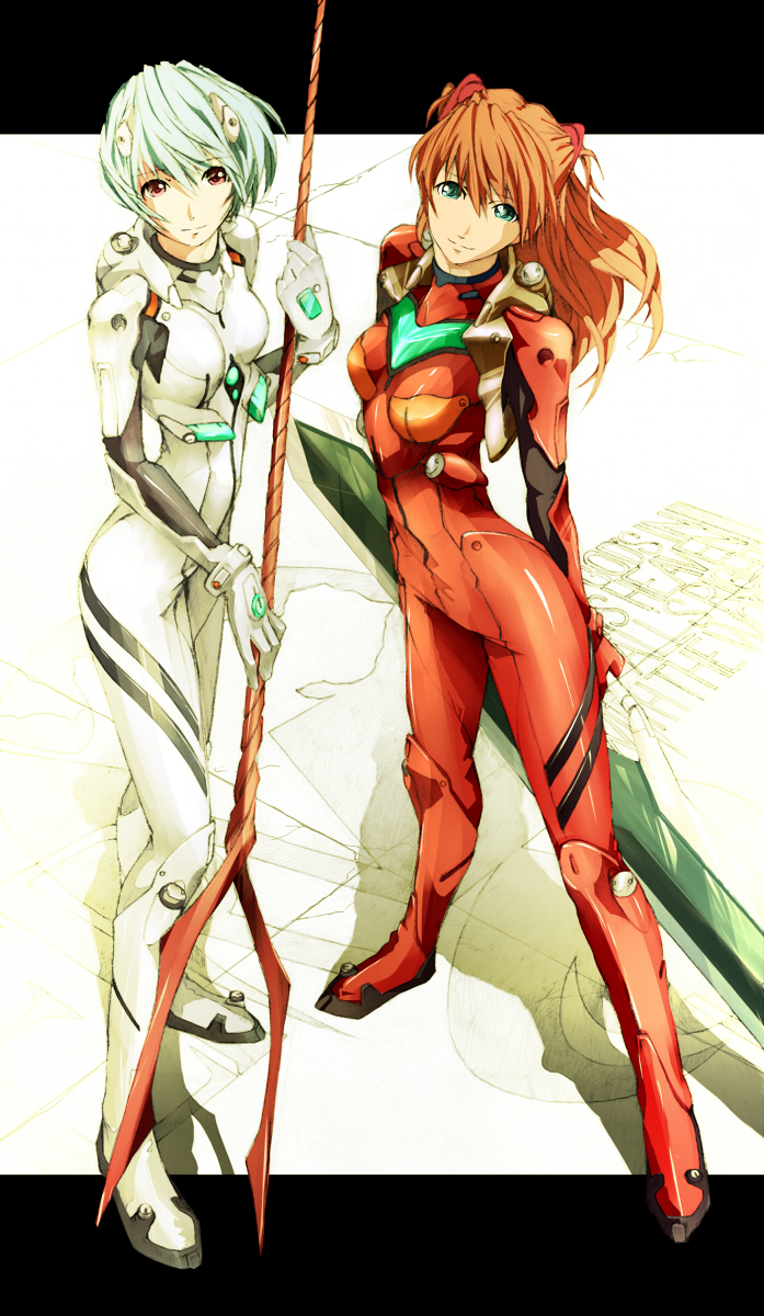 souryuu asuka langley and ayanami rei (neon genesis evangelion) drawn by eto_(ikumika)