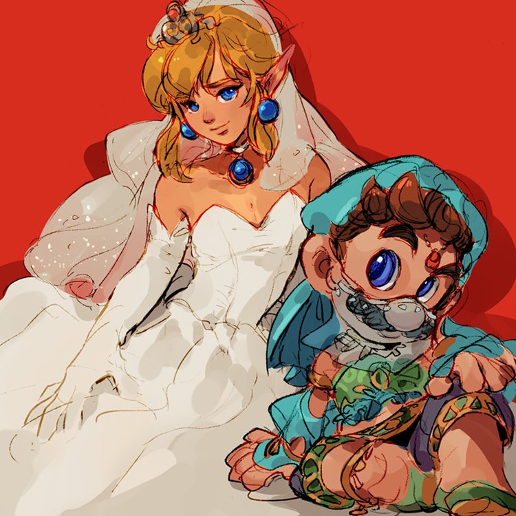 link, princess peach, and mario (the legend of zelda and 3 more) drawn by pydiyudie