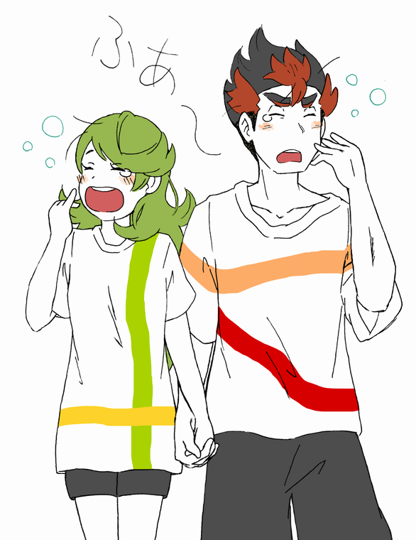 mallow and kiawe (pokemon and 1 more) drawn by mameta_(mmtp_k10)