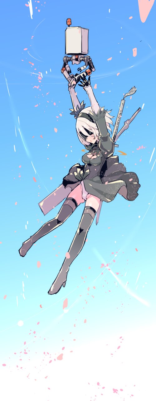 2b and pod (nier and 1 more) drawn by tajima_ryuushi